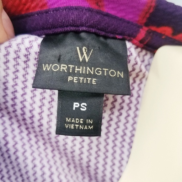 Worthington Petite Purple Floral Eyelet Top PS - Picture 6 of 7